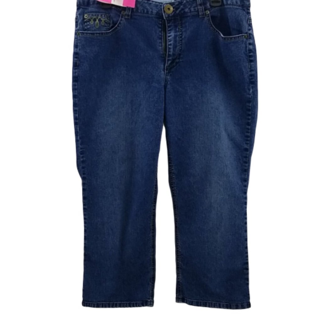 Kim Rogers Capri Jeans Embroidered Detail Size 12